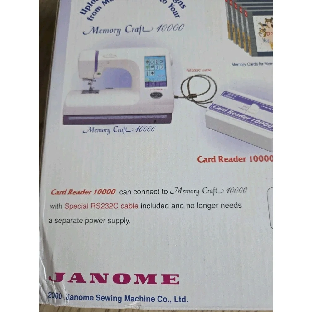 Janome Card Reader 10000 Memory Craft For Sewing Embroidery Machine Plus Extras